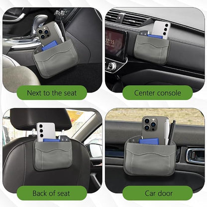 Car Seat Side Pocket Organizer, PU Leather Car Seat Gap Filler Bag, Car Seat Pocket Storage Bag for Phone, Keys, Sunglass, Wallet, Car Organizer Accessories for Seat, Door, Window (Grey) - Image 6