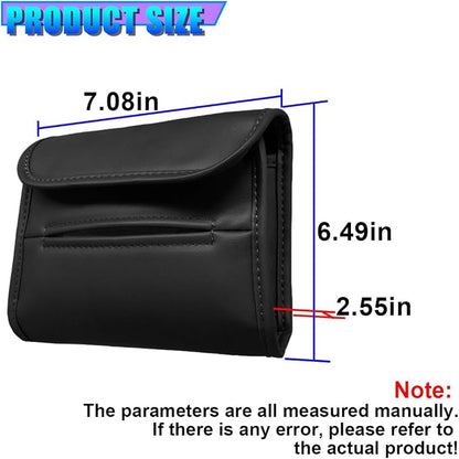 Craedli Car Tissue Holder for Seat Back, PU Leather Backseat Tissue Box Cover, Rectangular Auto Headrest Napkin Case Tissues Storage Organizer for Sedan RV Truck, Keep Car Tidy (Black) - Image 2