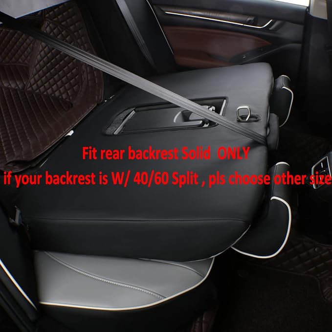 EKR Accord Seat Covers Full Set Custom for Honda Accord Base,EX-L,Touring 2014-2017 (Hybrid),(Rear Row W/Solid Backrest W/Armrest) Leather Seat Cover for Cars SUV,Faux Leather(Black/Gray) - Image 2