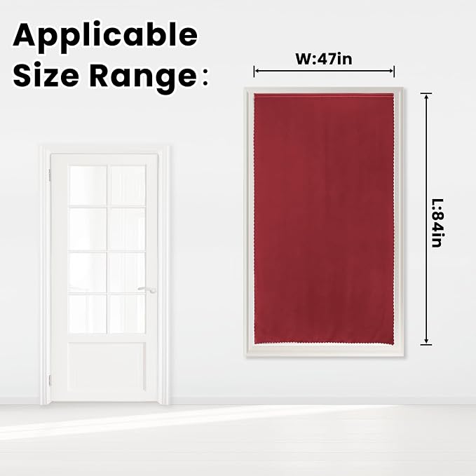 Self Adhesive Curtains, Stick Curtain Blackout Shades Window Cover Curtains for Living Room No Drilling, 47" W X 84" L, Burgundy, 1 Panel - Image 7