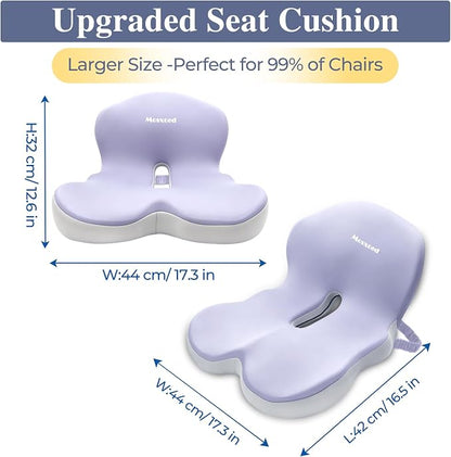 Memory Foam Seat Cushion for Sciatica & Back Pain Relief - Ergonomic Chair Pad with Adjustable Strap & Supportive Comfort Cover, Non-Slip for Car, Truck, Office Chair -Purple - Image 2