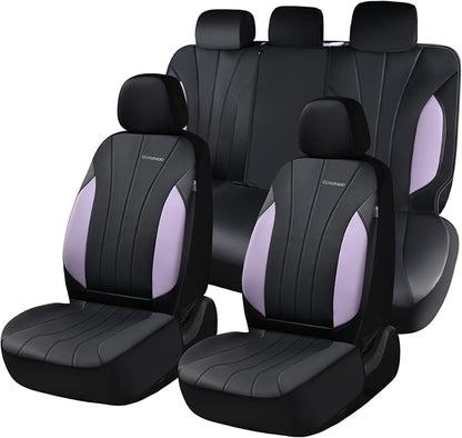 Coverado Seat Covers, Car Seat Covers Full Set, Automotive Seat Covers 5 Seats, Waterproof Car Seat Protectors Universal Fit for SUVs Trucks Sedans-Purple&Black by COVERADOAUTO