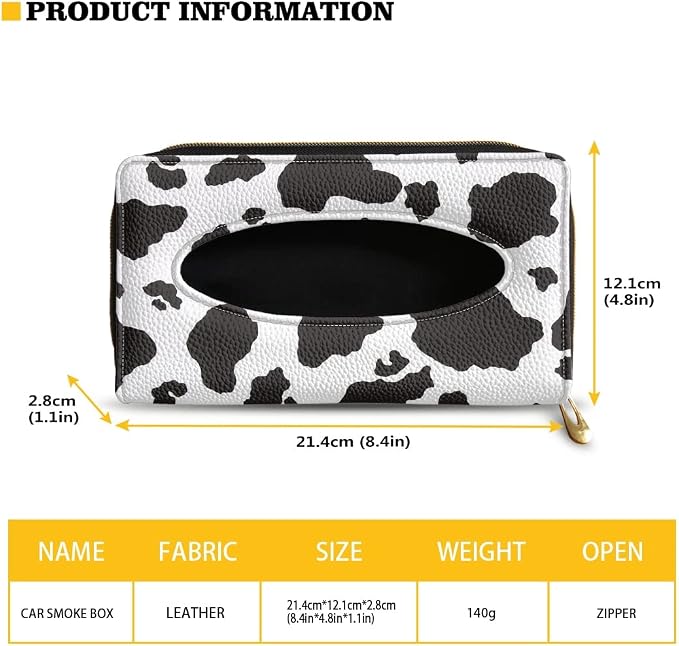 Biyejit 2 Pack Car Tissue Holder, Black and White Cow Print Sun Visor Napkin Holder, Car Visor Tissue Holder, PU Leather Backseat Tissue case Holder for car, Vehicle - Image 7