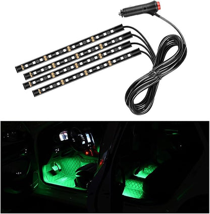Ohleats Car LED Strip Light, 48 LED RGB Auto Interior Atmosphere Lights, Cigarette Lighter Under Dash Ambient Night Light, Interior Lamp Lighting Kit (Green, Cigarette Lighter) by Ohleats