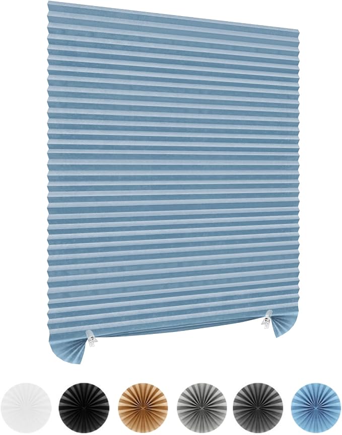 Window Blinds Cordless No Drill Cut to Size Clip On Stick On Self Adhesive Temporary Blinds Pleated Paper Blinds for Windows Doors Shades for Home Nursery Bedroom Kitchen Bathroom | Non-Woven, Light Filtering, Easy Install, Self Adhesive, Pleated Windo... by Maritown