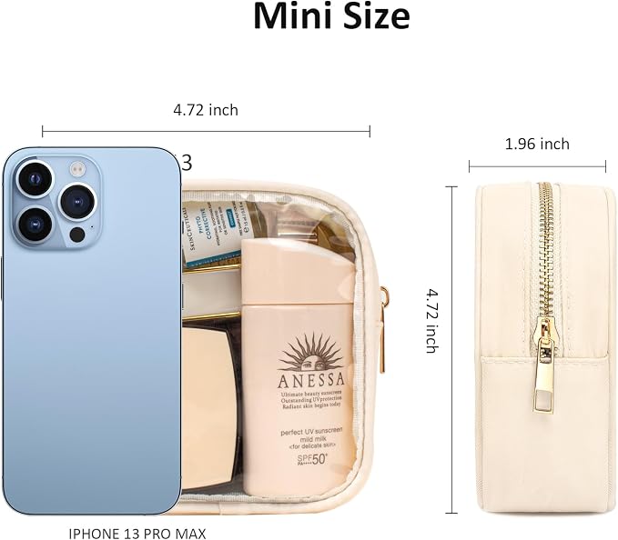 LETGO Small Clear Makeup Bag for Purse Small Cosmetic Bag Travel Size Toiletry Bags Cute Travel Makeup Bag,Coin Purse,Car Asscessories Organizer Storage Travel Essentials for Women Girls(Clear-Beige) - Image 5