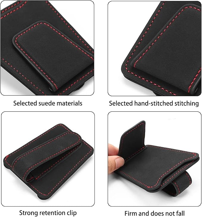 8sanlione Sunglasses Holder for Car, Magnetic Glasses Clip, Gray | 3.66x3.0 Inch, Universal fit, sun visors, faux fur surface, 180° rotation, avoid mag cards, car interior accessories - Image 6