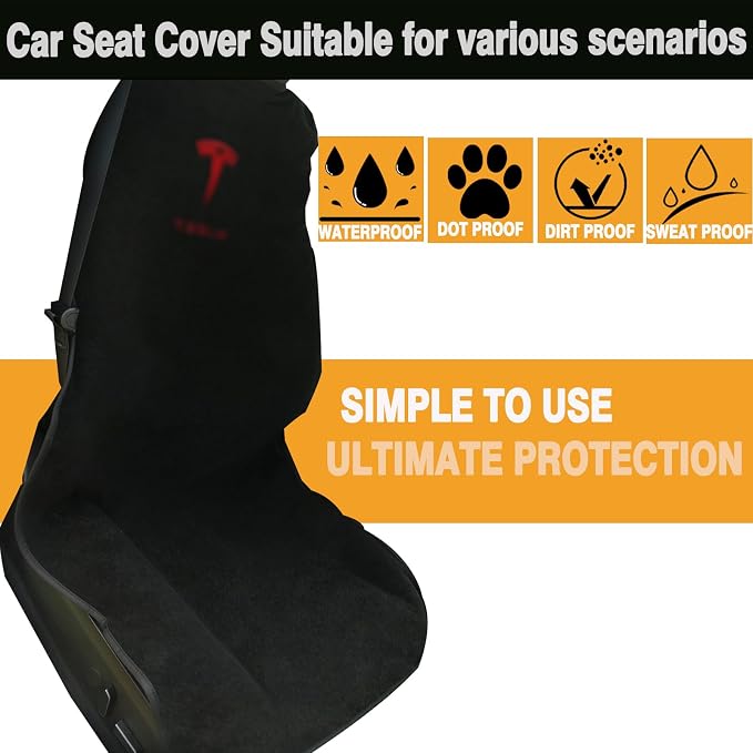 Upgraded Compatible with Tesla Seat Covers for Model 3/Y/X/S - Sweat-Resistant Towel Seat Cover for Kids, Pets and Dog Tesla Seat Protect Accessories - Image 2