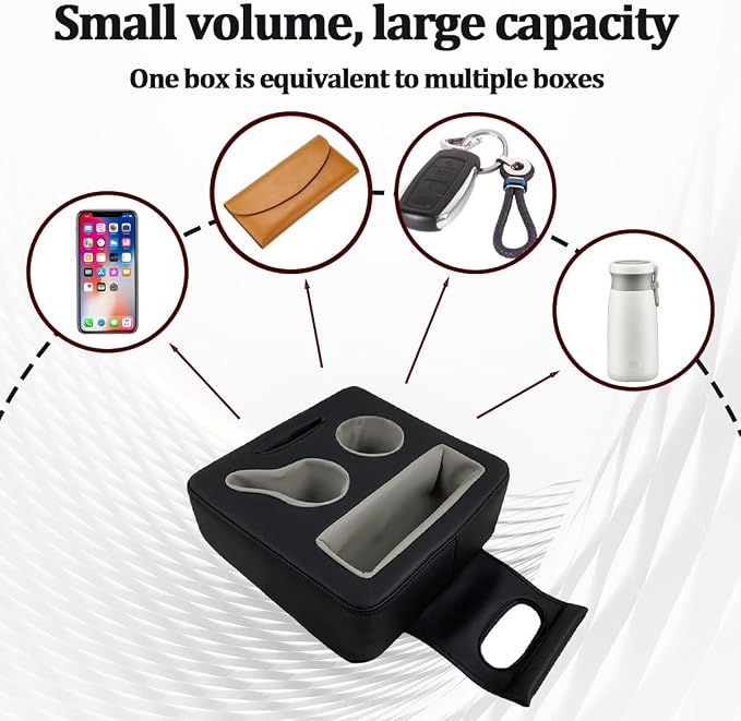 Car Back Seat Cup Holder, Leather Non-Slip Vehicle Rear Seat Drinks Tray Storage Organizer, Automotive Backseat Cup Holder Tray Expander, Universal for SUV Automobile Truck - Image 4