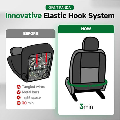 GIANT PANDA Air Cool Mesh Car Seat Cover Custom Fit Hyundai Sonata Elantra Santa Fe Tucson Accent Kona Palisade,Breathable Cooling Seat Protector with Leather Back Pannel(Black) - Image 6