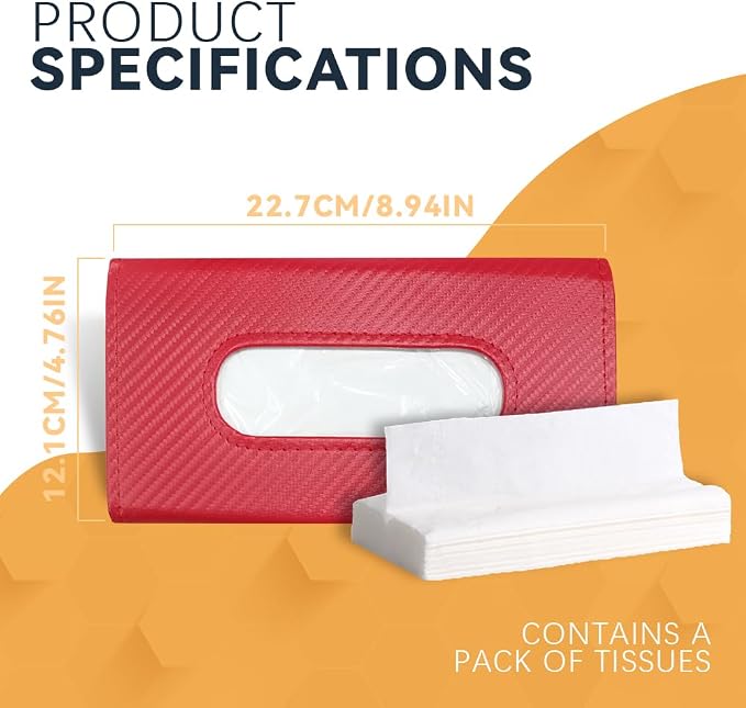 ASUBHA Car Tissue Holder, Sun Visor Organizer, Rectangular Sun Visor Napkin, Visor Accessories Car Napkin Holder Universal for Cars, SUVs, Trucks (red) - Image 2
