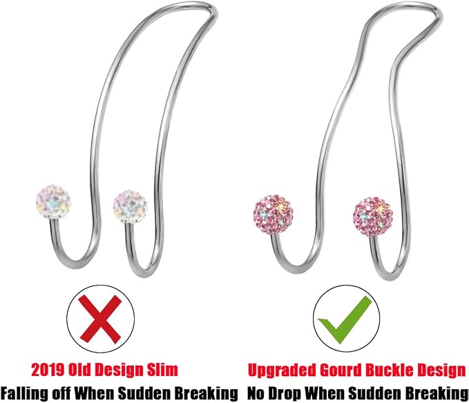 Bling Purse Hook for Car Headrest, Cute Car Seat Hooks (2Pack) | Upgraded,Durable Stainless,Car Purse Hanger,Purse holder,Rhinestones,Bag Hooks,Car Hooks for Purses and Bags Cute,Pink - Image 5