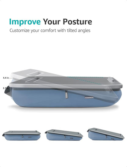 Istudyniture Lap Desk | Portable Laptop Desk & Stand – Fits Up to 17 inch – Washable Cushion, Built-in Phone Holder – for Bed, Couch, Sofa, Floor – Writing, Reading, Home Office – Large, Grayish Blue - Image 7