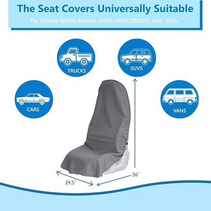 Car Seat Covers Universal Car Protective Front Seat Covers Washable Non-Slip Seat Protectors for Gym Workouts,Waterproof and Sweatproof Towel Seat Covers for Cars,Trucks, Jeeps (2 Pack Grey) - Image 5