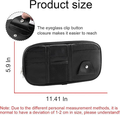 Car Sun Visor Organizer, Sunglass Holder and Storage Pocket, Card Cash Pouch with Multi-Pocket Net Zipper, Case Bag for License Pen Key, Auto Interior Accessories for Truck, SUV, Van (Gray) - Image 2