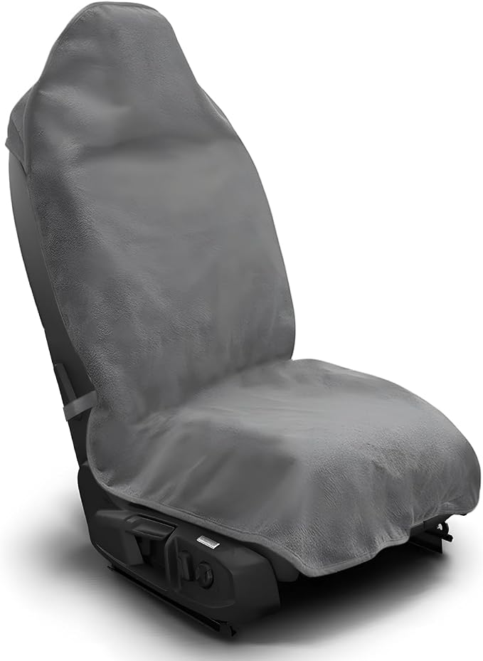 Car Towel Seat Cover, Waterproof Non-Slip Bucket Seat Protector for Running Swimming Hiking, Universal Machine Washable Front Seats Towel Protective Cover for Car SUV Truck (Gray) by Unknown