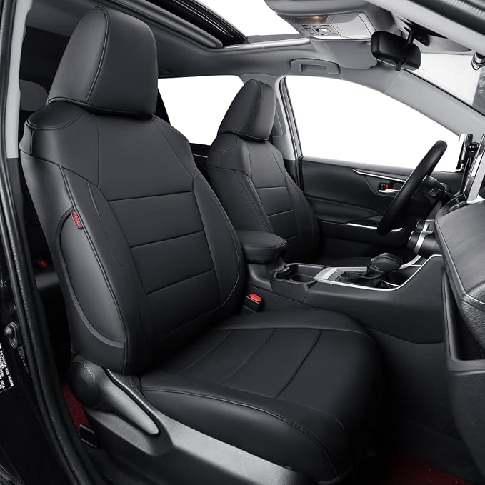 coverdream Full Set Leather Seat Covers for 2014-2019 Toyota Corolla L,LE,LE Eco Plus,LE Plus,Fully Covered,Airbag Compatible Waterproof Car Seat Protector (Black) by Coverdream