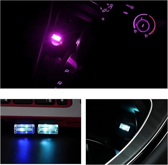 4 PCS USB LED Car Interior Atmosphere Lamp, Mini Night Light Plug-In Trunk Ambient Lighting Kit, Portable USB Interface LED Lamp Interior Decoration for Vehicle Home Office (Purple) - Image 5