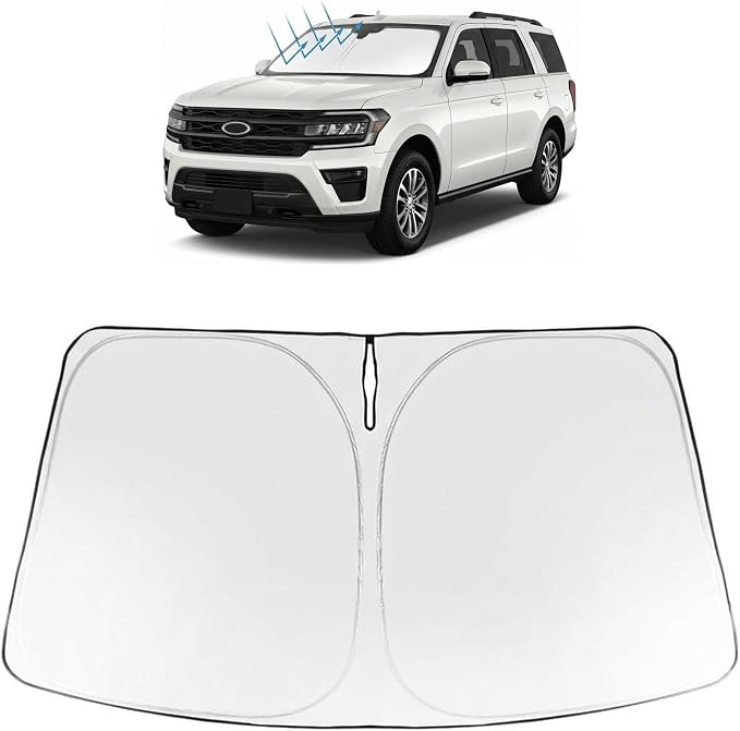 Proadsy Custom Fit Car Windshield Sun Shade for 2018-2026 Ford Expedition | 240T Heat Shield, Drops Temp 54°F, Blocks 99% UV, Prevents Dashboard Cracking, Summer Parking & Beach Trips, Easy Twist-Fold by Proadsy