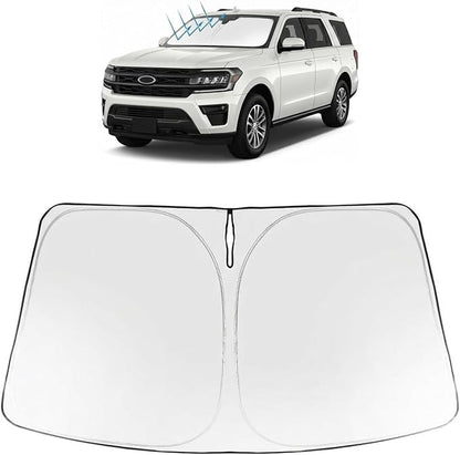 Proadsy Custom Fit Car Windshield Sun Shade for 2018-2026 Ford Expedition | 240T Heat Shield, Drops Temp 54°F, Blocks 99% UV, Prevents Dashboard Cracking, Summer Parking & Beach Trips, Easy Twist-Fold by Proadsy