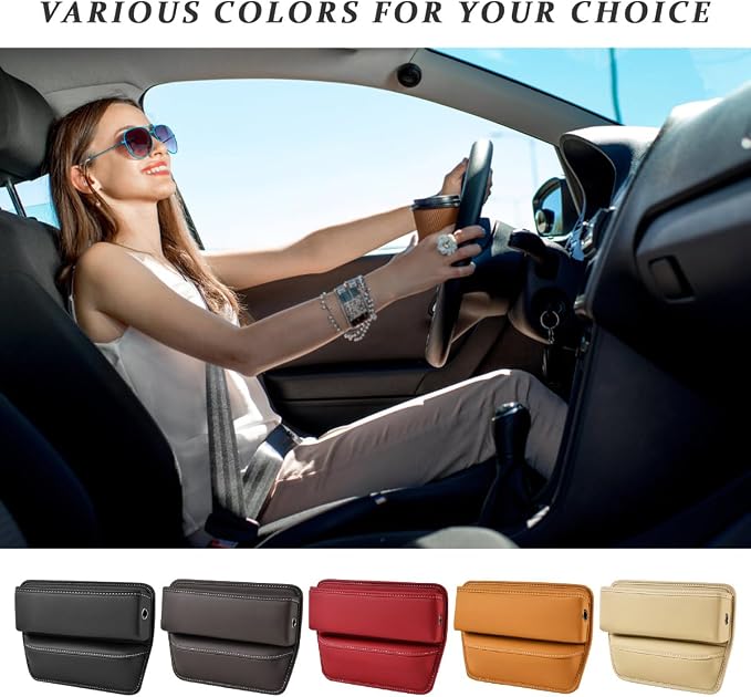 Kewucn Car Seat Gap Organizer, Adjustable Leather Front Seat Gap Filler Storage Box, Multifunctional Auto Console Side Pocket Organizer for Phone Glasses Key Card, Car Accessories (Black) - Image 6
