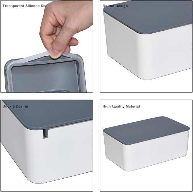 Diaper Wipes Dispenser, Tissue Storage Box Case (Gray-White) | Refillable Baby Wipe Container, Keeps Wipes Clean, Wet Wipe Dispenser Holder with Lid for Home, Office, Cars - Image 6