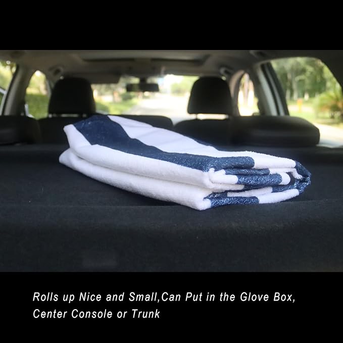 Car Seat Cover Protector Front Seats,for Gym Workout,Running,Swimming,Beach and Hiking,Waterproof Sweat Towel Bucket Seat Covers for Cars SUV Trucks (Blue Stripe, 2Pcs) - Image 7