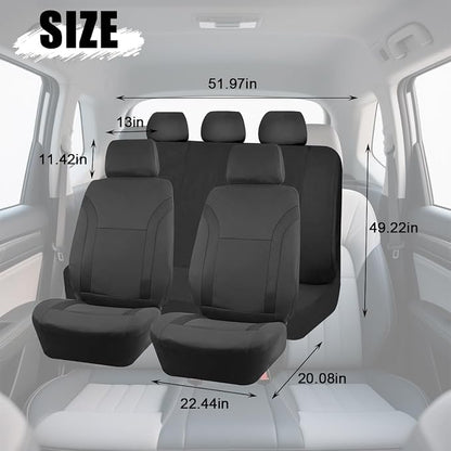 Zpana Car Seat Cover Full Sets, 9PCS Waterproof Vehicle Front and Rear Split Bench Covers with 3D Foam Back Support, Breathable Auto Seat Protective Accessories, Universal for SUV RV Truck (Black) - Image 2