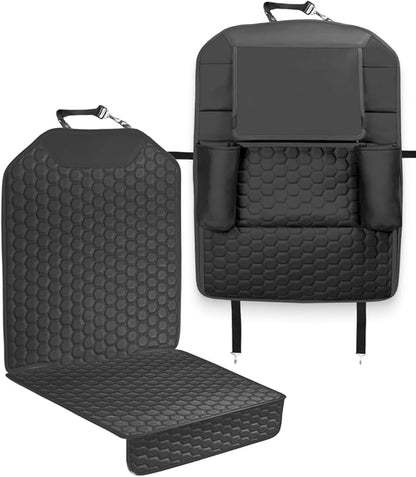 Set Seat Back Organizer & Car Seat Protector Hexy Waterproof & Non-Slip Protector for Child Car Cushion for Leather and Fabric Seats (Black Set 1) by OwleysCarAccessories