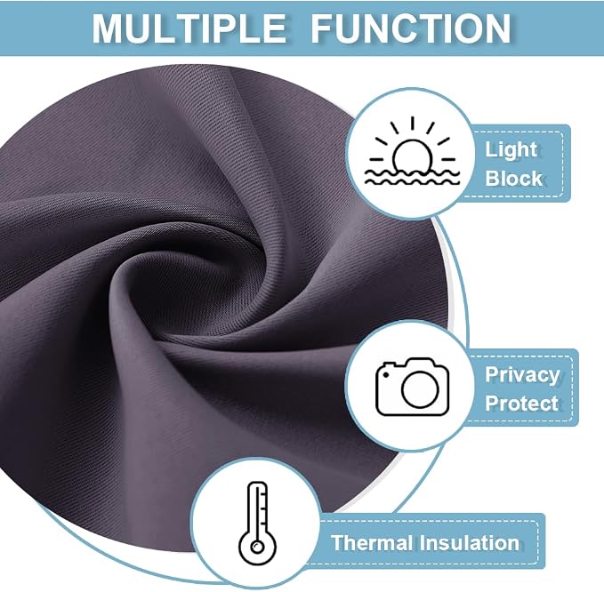 RYB HOME Blackout French Door Curtain, No Drill, W26 x L69, 1 Panel | Self Adhesive, Privacy, Thermal Insulated, For Patio Kitchen Front Entry Front Back Door Glass Window, Renter Friendly - Image 7