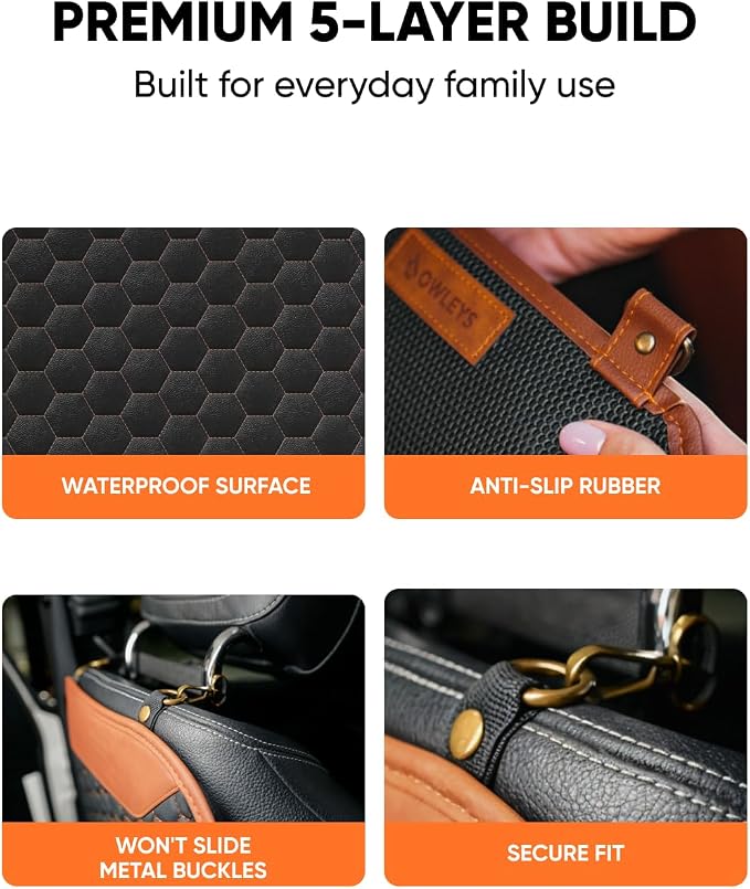 Kick Mat Back Seat Protector - Car Back Seat Cover for Kids Feet - Waterproof & Sturdy Protector for Upholstery from Dirt, Mud, Scratches and Stain (Hexy Set) - Image 6