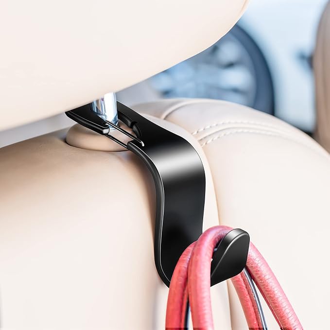 4 Pack Car Back Seat Headrest Hook Hanger for Purse Grocery Bag Handbag Hat, Purse Hook for Car with Clip - Image 8