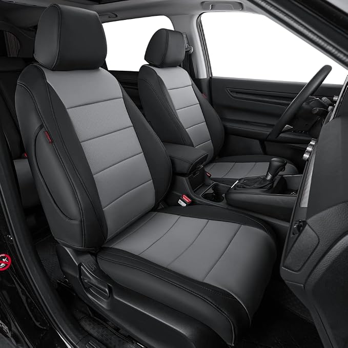 Custom Seat Covers for 2012-2014 Honda CR-V,Premium Faux Leather Car Seat Cover Set,Full Set Waterproof SUV Seat Protector,Armrest Covers Included (Black/Gray) by Coverdream