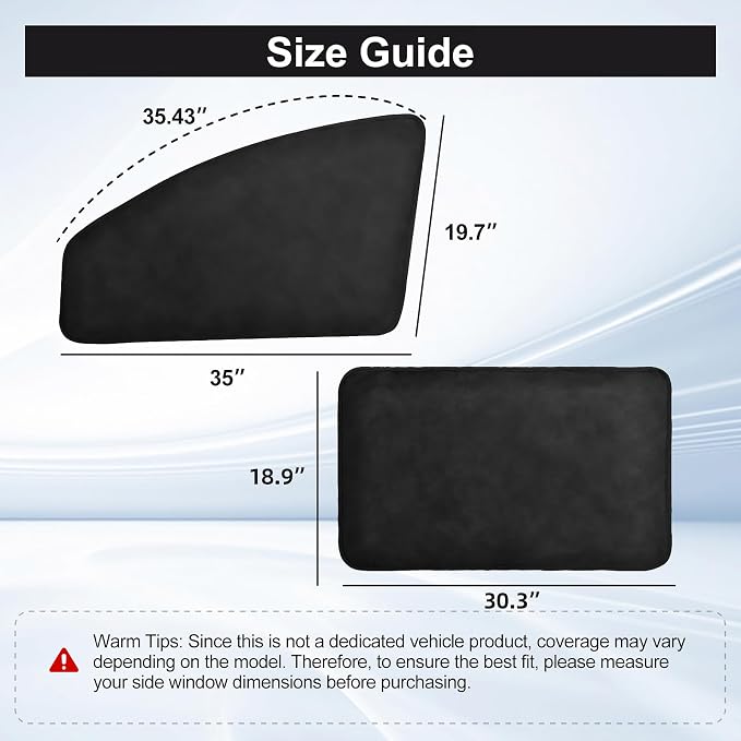 XCBYT Magnetic Car Window Covers for Privacy, 100% Blackout Soft Suede | Magnetic Fits steel frames only. blocks 100% light to keep cars cool. Ideal for breastfeeding, baby naps, or car camping - Image 5