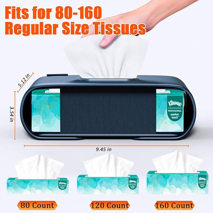 Car Tissue Holder (2Pack), Car Kleenex Holder Fits 100-160 Count | Premium PU Leather,Keep Tidy,Universal,Large tissue box,Backseat Car Napkin Holder,Tissues Dispenser for Car,Black - Image 4