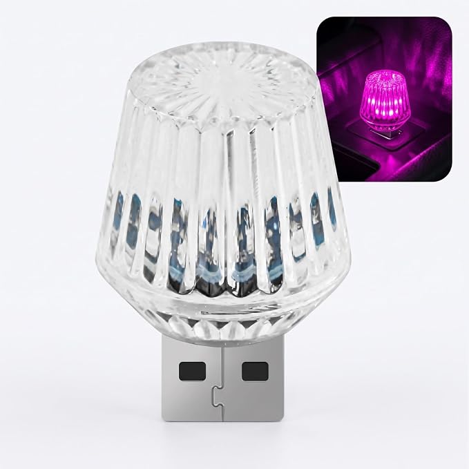 Mini USB LED Car Ambient Light, USB LED Car Interior Atmosphere Lamp, Universal for Vehicle, Bedroom, Hallway, Camping (Pink) by Unknown