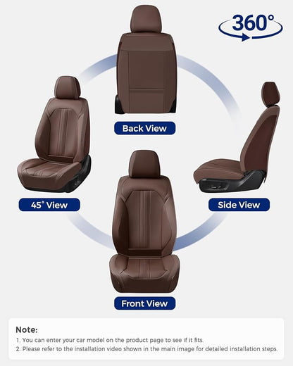 Huidasource Coffee Seat Covers, Luxury Faux Leather Car Seat Cover, Velcro Adjustable, with Airbags, Child Seat, Perforation Cooling＆Heating, Universal Fit for Most Cars, Vans, Trucks, SUVs, Coffee - Image 8