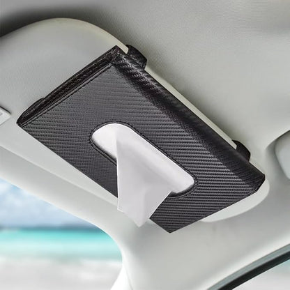 Car Tissue Holder, Sun Visor Napkin Holder, Premium PU Leather Car Tissue Box, with Tissue Refill, Universal Version Hanging Tissue Holder for Cars, Trucks, SUVs - Image 2