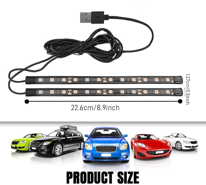 Car LED Strip Light, Interior Car Lights, 12V 24 LED Auto Atmosphere Lamps with Cigarette Lighter, Auto Lamp Ambient Night Light Strip Lighting Kit for Vehicles (USB/Pink Purple) - Image 2