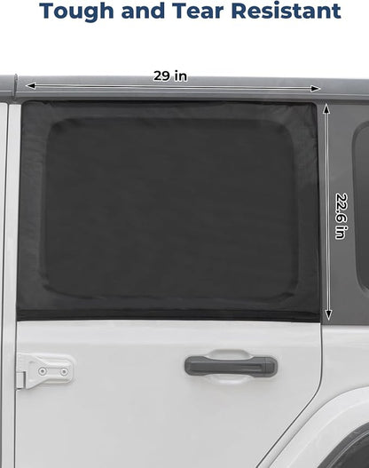 JOYTUTUS Rear Wrangler Side Window Sun Shade Camping Window Insect Screen Compatible with 2007-2026 Wrangler JK JL 4 Doors Gladiator JT, Car Window Covers for Privacy Blackout 2 Pcs - Image 7