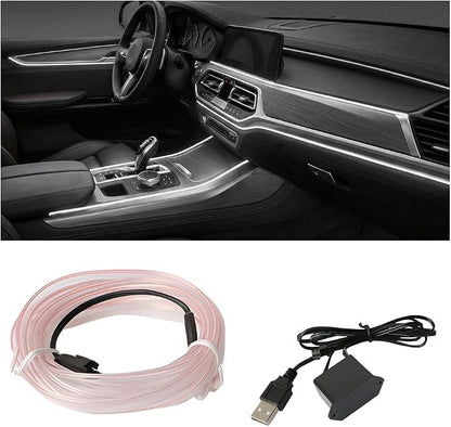 Car LED Strip Lights, 9.84FT 5V Waterproof Flexible Vehicle Ambient Lighting Kits with USB Port, Automotive Lamp Strips Decorations, Universal for SUV Automobile Truck (White by Unknown