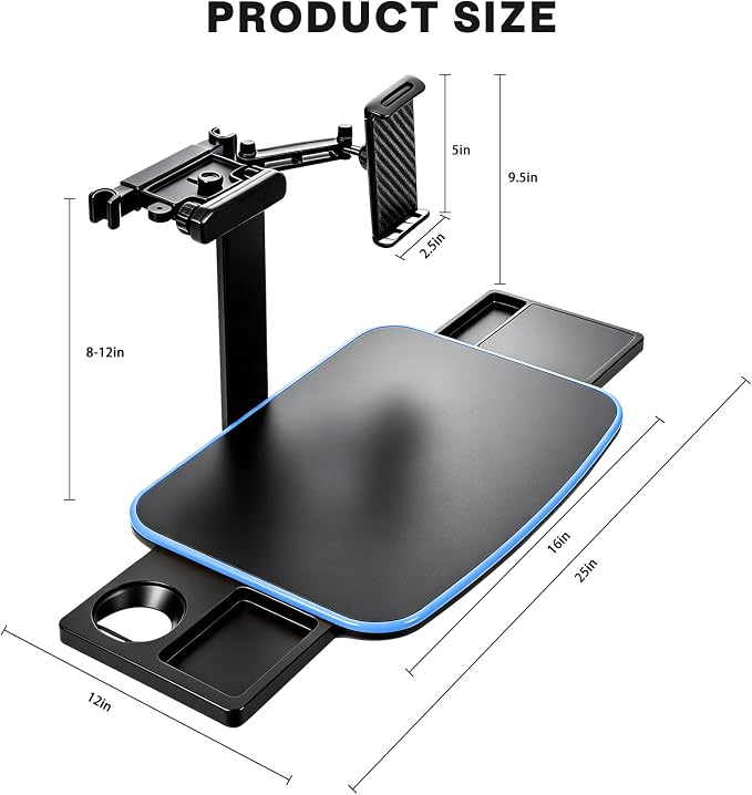 Large Car Tray Table for Back Seat with Adjustable Height | Foldable Car Desk for Laptop , Hidden Cup Holder & Phone Holder, Heavy Duty Travel Food Tray for Eating Working Road Trips - Image 9