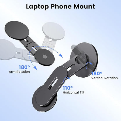 Magnetic 2PC Phone Holder for Laptop, MagSafe Laptop Phone Mount for iPhone 17/16/15/14/13/12 & All Phones, 180°Adjustable Phone Side Mount for Monitors for Tesla 3/Y - Image 6