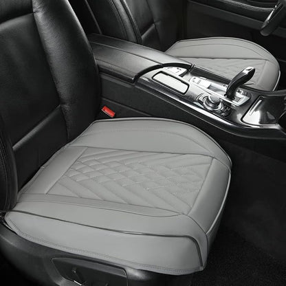 GIANT PANDA 2pcs Front Car Seat Covers Bottom Seat Covers, PU Leather Driver Car Seat Protectors Fits 95% of Vehicles, Wrapping Around The Bottom (Grey) - Image 7