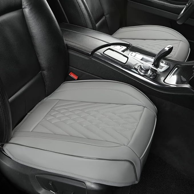 GIANT PANDA 1pack Front Car Seat Cover Bottom Seat Cover, PU Leather Driver Car Seat Protector Fits 95% of Vehicles, Wrapping Around The Bottom (Grey) - Image 8