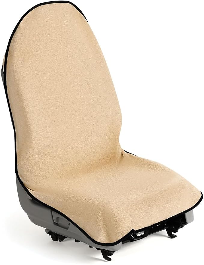 lebogner Waterproof Sweating Car Seat Cover for Post Gym Workout, Running, Swimming, Beach and Hiking, Universal Fit Anti-Slip Bucket Seat Protector for Cars, SUVs and Trucks, Machine Washable, Beige by lebogner