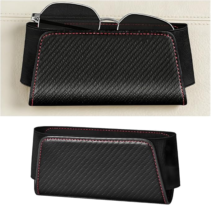 Car Seat Side Pocket Organizer, Leather Vehicle Seat Door Pouch Bag for Pen Phone Key, Automotive Console Card Sunglasses Holder Storage Bag, Universal for SUV Van Truck (Carbon Fiber) by SWPHRT