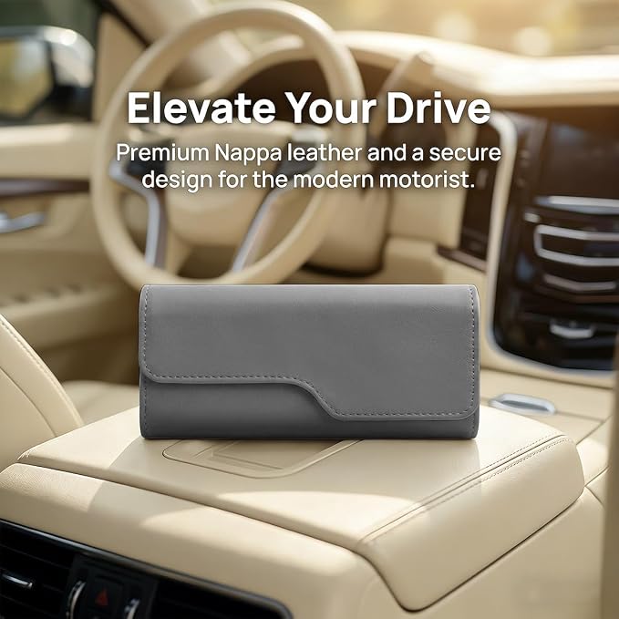 Sunglass Holder for Car Visor, Eyeglass Storage Case (Gray) | Vehicle Eyeglass Hanger Protective Storage Case, Automotive Interior Sun Visor Glasses Organizer Box, Universal Fit - Image 4