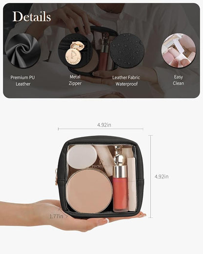 Clear Makeup Bag, Easy to Find Mini Makeup Bag for Purse, Travel Makeup Bag for Car, Compact Cosmetic Pouch for Daily Essentials,Black - Image 5