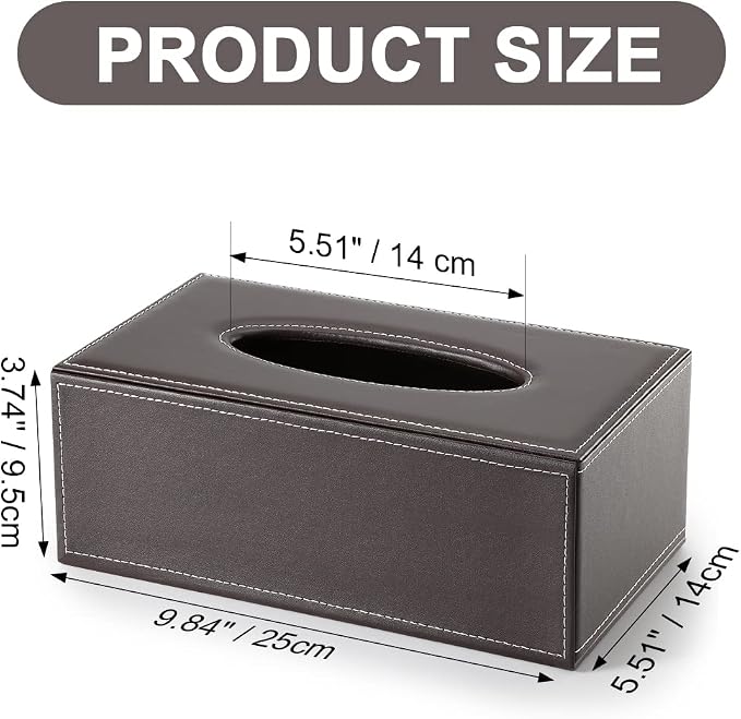 KINGFOM Rectangular PU Leather Tissue Box Cover - Facial Tissue Paper Napkin Holder for Bathroom, Home, Office, Car Automotive Decoration with Magnetic Bottom(Brown) - Image 2